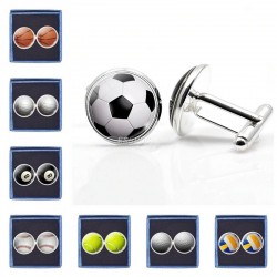Fotboll / basket / baseboll / volleyboll - runda manschettknappar i glas