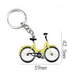 Gul cykel - metall nyckelring
