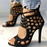 Sexy high heel sandals - lace-up - ankle length - cut-out holesHigh heels
