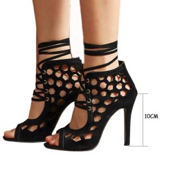 Sexy high heel sandals - lace-up - ankle length - cut-out holesPumps