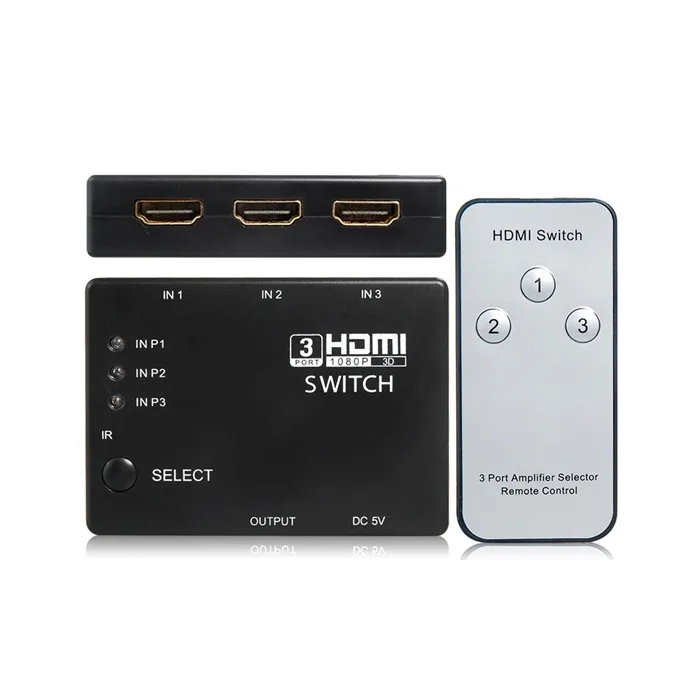 3 till 1 - HDMI Switcher med fjärrkontroll - HDMI Splitter
