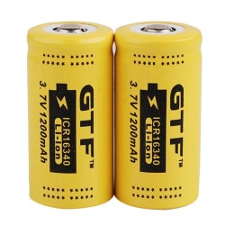 3,7V 1200mAh - CR123A/16340 li-ion batteri - laddningsbart - 2 st