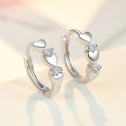 Elegant earrings - hearts / zirconia - 925 sterling silverEarrings