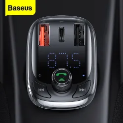 Baseus - bilsändare - snabbladdare - Bluetooth - dubbla USB - typ-C