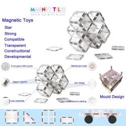 Magnetiska block - kristallgenomskinliga plattor - leksak - 108 stycken