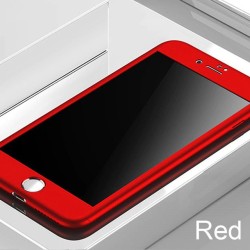 Lyxigt 360 helfodral - med skärmskydd i härdat glas - för iPhone - röd