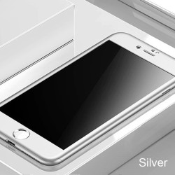 Lyxigt 360 helfodral - med skärmskydd i härdat glas - för iPhone - silver
