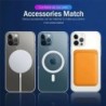Magsafe trådlös laddning - transparent magnetfodral - magnetisk läderkorthållare - för iPhone - gul