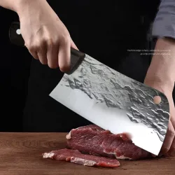 Kökskniv i kolstål - slaktare / kökskockkniv - smält design