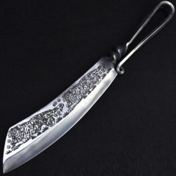 9,3 tums huggkniv - kök - jakt - vedskärare - handgjort smidd stål - tigerdesign