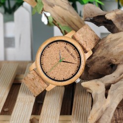 Bamboo wood watch - Quartz - handmade - cork strap - for her - for him - for couplesWatches