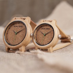 Bamboo wood watch - Quartz - handmade - cork strap - for her - for him - for couplesWatches