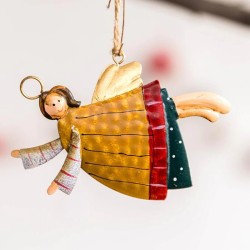 Juldekoration - hängande metallprydnader - ängel - jultomten