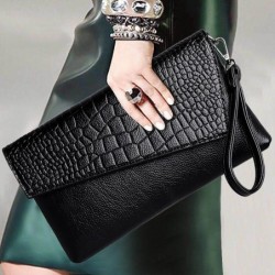 Vintage liten clutch - axelväska - krokodilskinnsmönster - med dragkedja