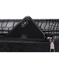 Vintage liten clutch - axelväska - krokodilskinnsmönster - med dragkedja