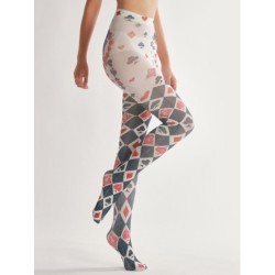 Halloween tights - spelkort tryck - grå