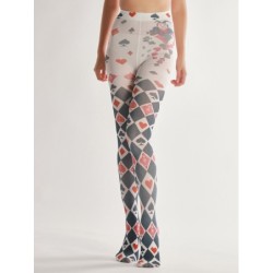 Halloween tights - spelkort tryck - grå
