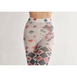 Halloween tights - spelkort tryck - grå