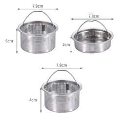 Avloppssil för diskbänk - filter mot igensättning - med handtag - rostfritt stål