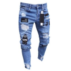 Stretchiga slitna - biker jeans - Slim Fit Denim