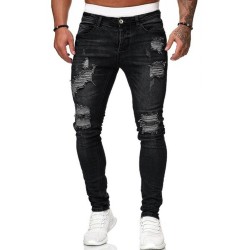 Stretchiga slitna - biker jeans - Slim Fit Denim