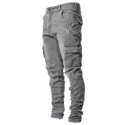 Stretchiga jeans - bikerstil - sidfickor - Slim Fit