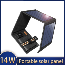 14W solpanel - hopfällbar laddare - USB - vattentät - för smartphones