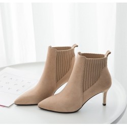 Heeled ankle boots - elastic slip on shoes - pointed toeBoots