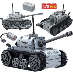 Militär elektrisk tank - byggklossar - strömbrytare för touch - pedagogisk leksak - 378 stycken