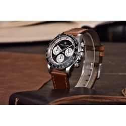Pagani Design - automatisk kvartsklocka - safirglas - kronograf - läder - rostfritt stål