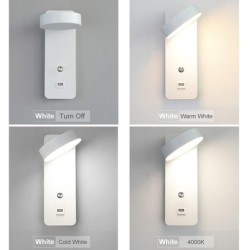 LED-vägglampa - dimbar - vridbart huvud - USB-laddning - 9W