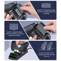 Dubbel laddningsdocka - 1200mAh batteri - USB - för Xbox One X / Xbox One S