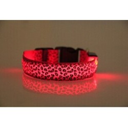 LED-halsband till hund - säkerhetsnattpromenad - färgglatt leopardtryck