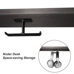 Hörlurar dubbel hängare - aluminiumkrok - under skrivbord / väggmonterad