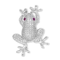 Silverkristallgroda - vintage brosch