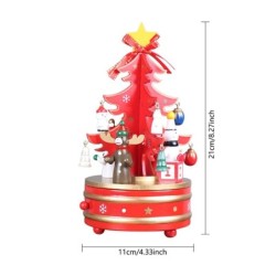 Wooden rotating music box - Christmas decoration - tree shapeChristmas