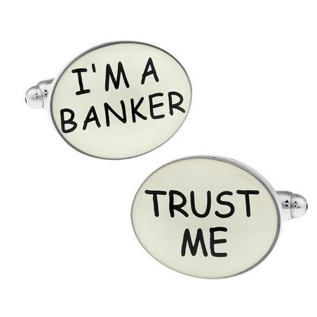 Oval brass cufflinks - "I'M A BANKER TRUST ME"Cufflinks