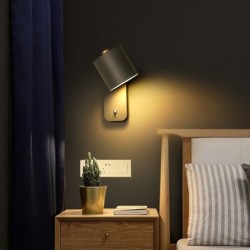 LED-vägglampa - modern nordisk stil - vridbart huvud - med strömbrytare