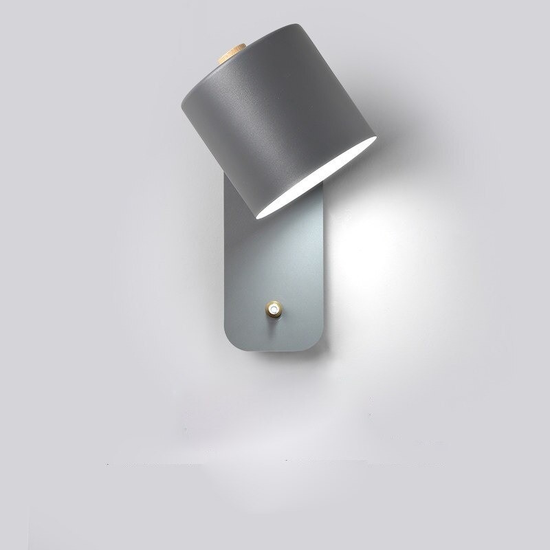 LED-vägglampa - modern nordisk stil - vridbart huvud - med strömbrytare