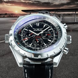 JARAGAR - automatisk mekanisk klocka - 3 sub-dial - läderrem