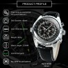 JARAGAR - automatisk mekanisk klocka - 3 sub-dial - läderrem