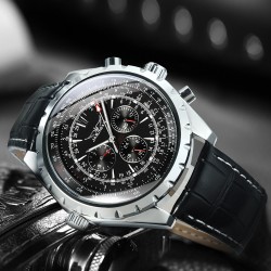 JARAGAR - automatisk mekanisk klocka - 3 sub-dial - läderrem