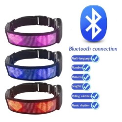 Halsband för katter/hundar - LED - Bluetooth - digitalt interaktivt rullningsljus
