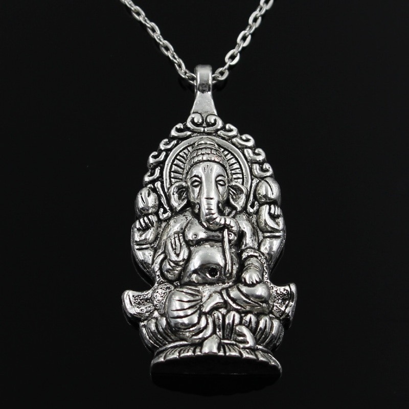 Ganesha Buddha Elephant hänge - silverhalsband