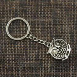 Vintage silver nyckelring - gren stående uggla