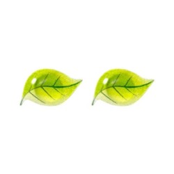 Små gröna blad örhängen - silverpläterade