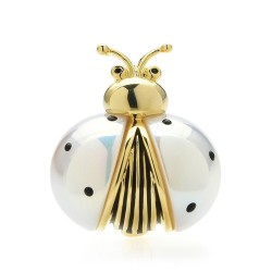 White / gold ladybug brooch