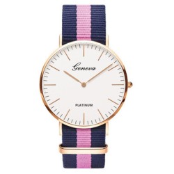 GENEVA - quartz klocka - med färgglad canvas rem - unisex