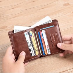 Moderiktig plånbok - kreditkortshållare - stöldskydd RFID - hopfällbar - äkta läder
