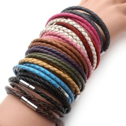 Genuine braided leather - bracelet with magnetic claspsBracelets